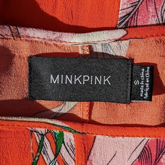 MINKPINK Tangerine Dream Orange High Neck Mini Swing Dress Size Small - Picture 9 of 10